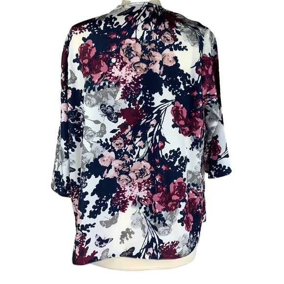 Purple Butterfly & Flower Open Cascading Front Kimono One Size Fits Most - Picture 3 of 6